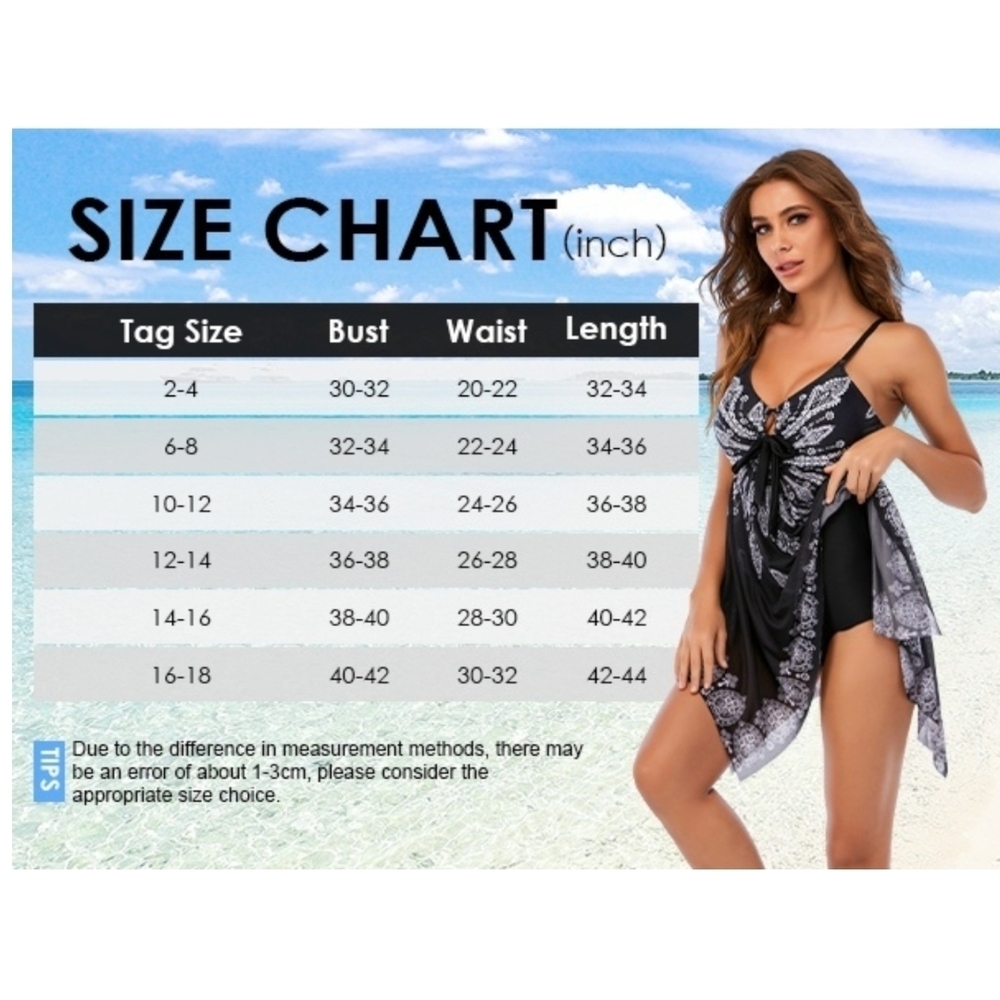 ZANDO - 16/18 Black & White Skitini Swimdress - Picture 14 of 16